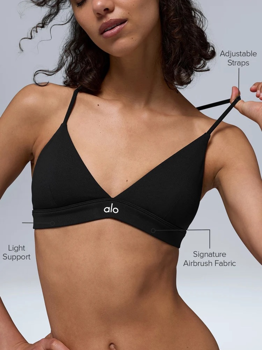 ALO Yoga Black Splendor Bra with Adjustable Straps
